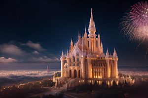 梦幻童话风细致描绘的水晶宫殿