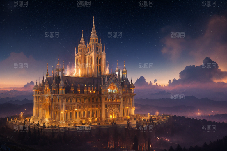 超精细描绘绘画般的水晶宫殿