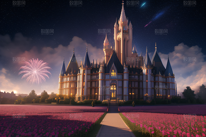 光影交织烟花点亮水晶城堡