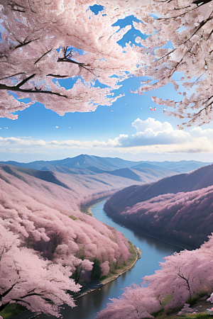 樱花绚烂云上宫殿