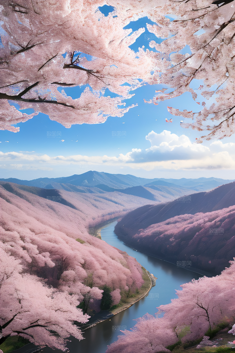 樱花绚烂云上宫殿
