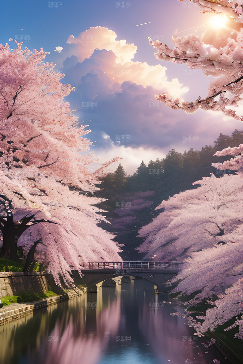 樱花绚烂云上宫殿