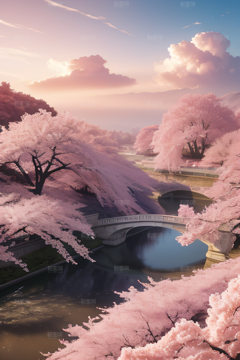 樱花绚烂云上宫殿