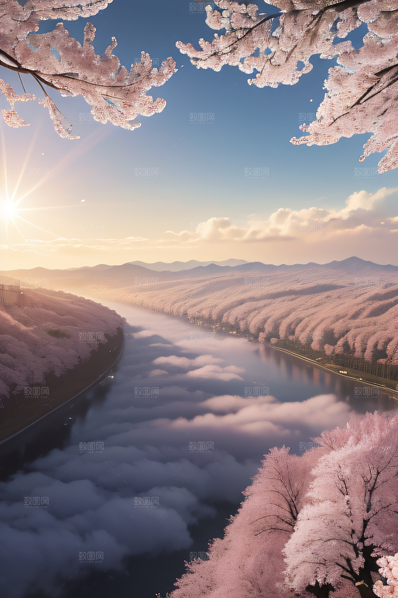 樱花盛开云上皇宫