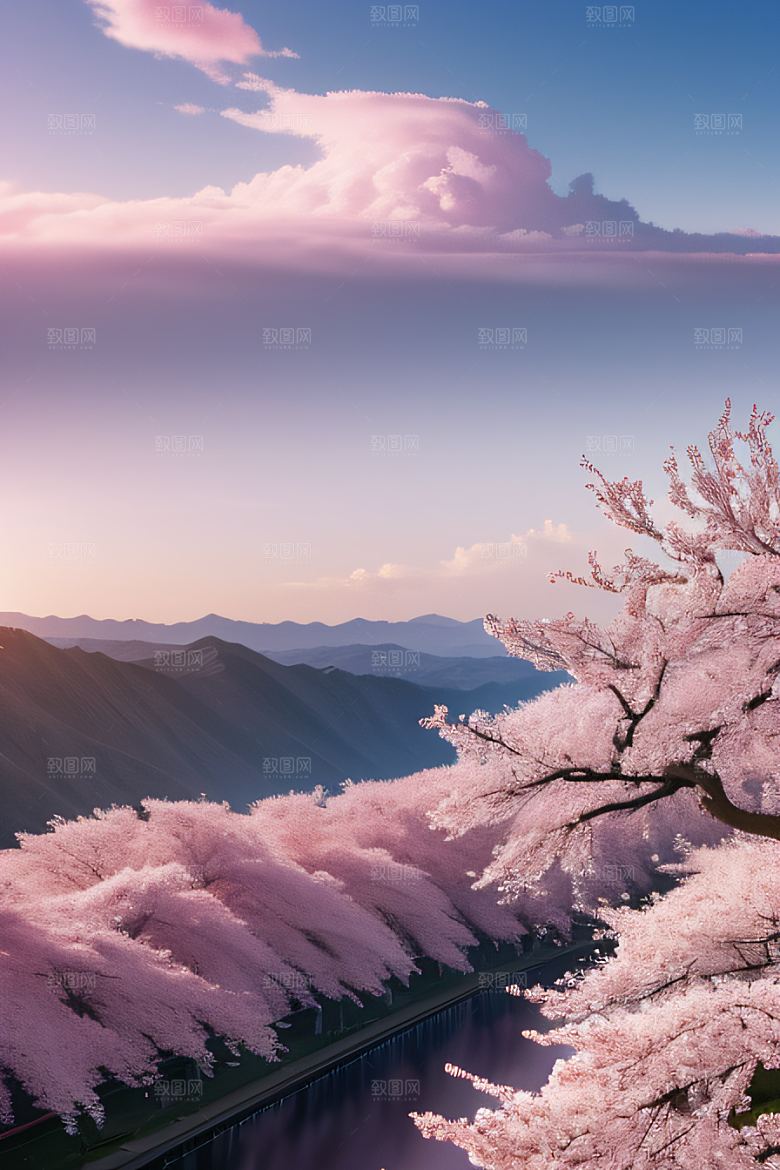 樱花盛开云上皇宫