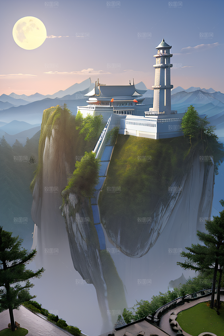 蓝白之境神秘飘渺的中国宫殿