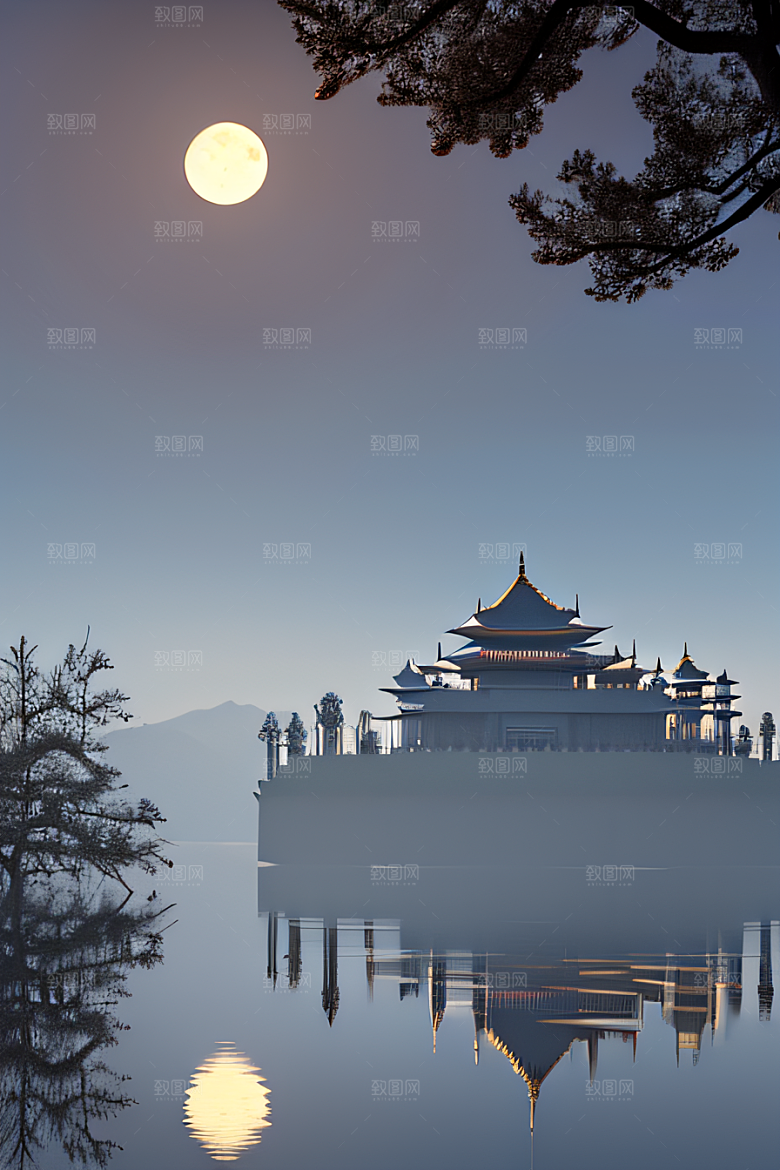 蓝白之境神秘飘渺的中国宫殿