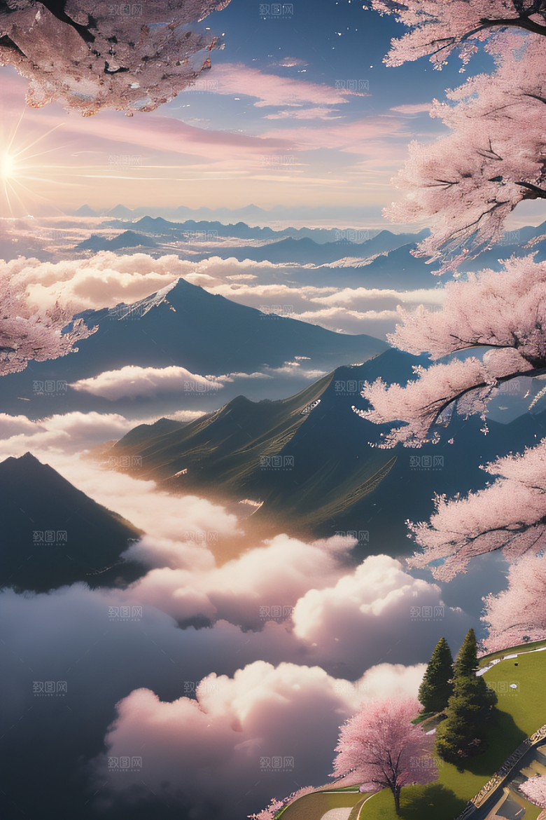 樱花浪漫云上皇家宫殿