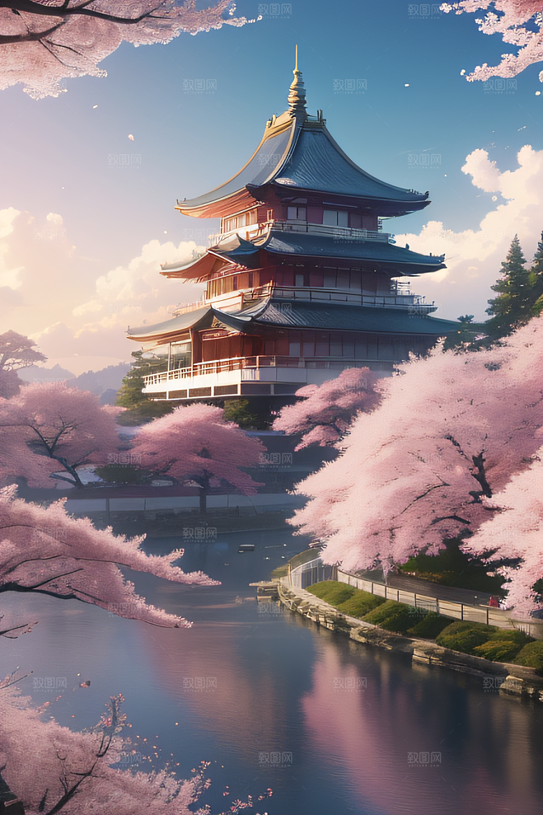 樱花浪漫云上皇家宫殿
