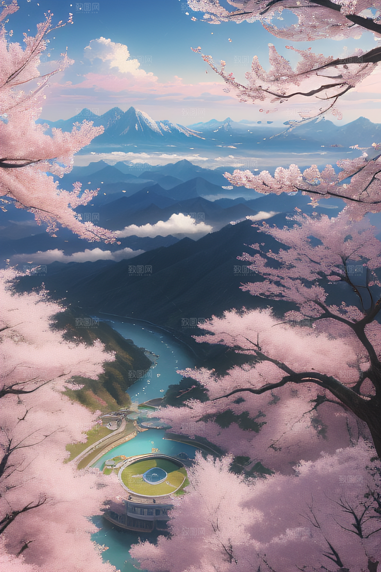 樱花绽放云上皇家殿堂