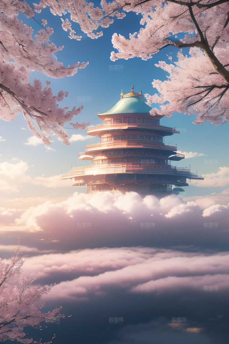 樱花绽放云上皇家殿堂