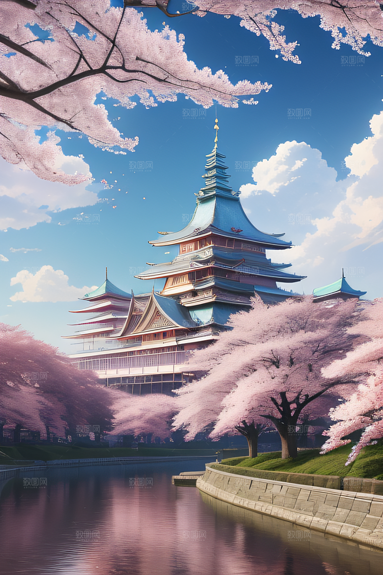 樱花绽放云上皇家殿堂