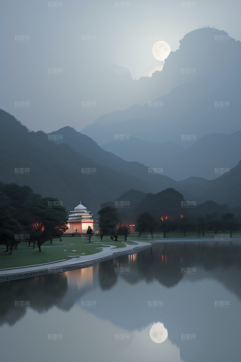 塔吉马哈尔之美数字艺术中的幻境场景