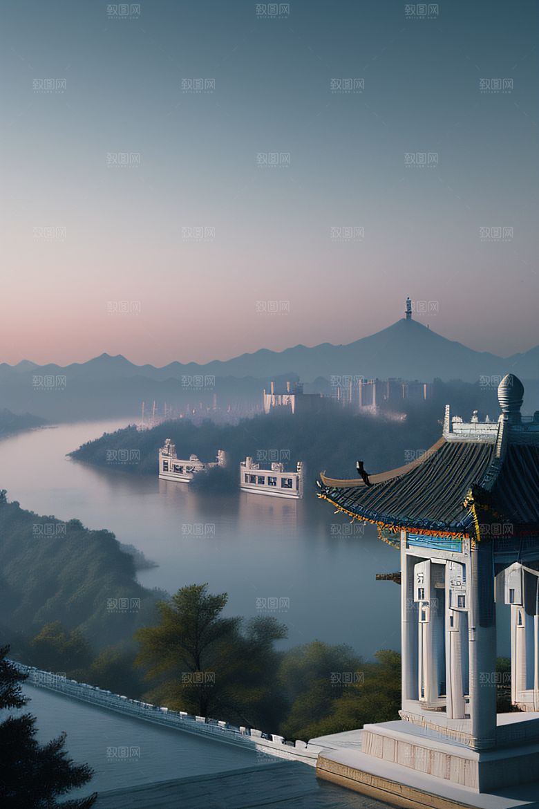塔吉马哈尔之美数字艺术中的幻境场景