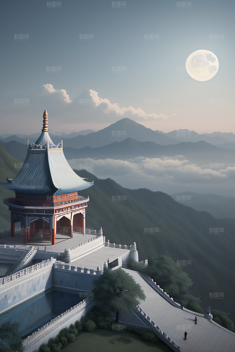 神秘奇景数字艺术中的梦幻塔吉马哈尔