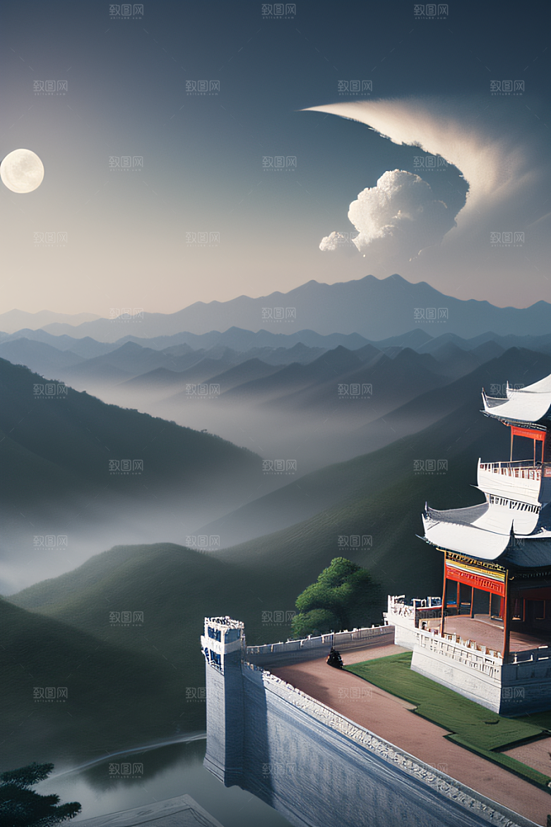 神秘奇景数字艺术中的梦幻塔吉马哈尔