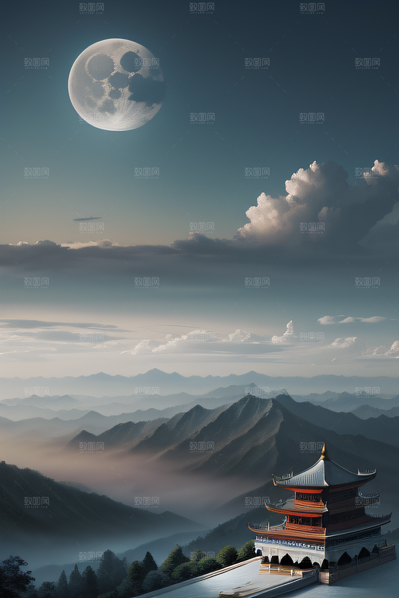 神秘奇景数字艺术中的梦幻塔吉马哈尔