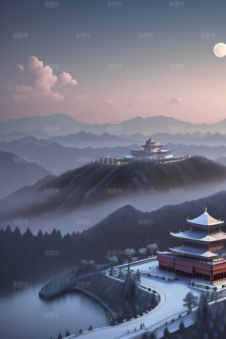 神秘奇景数字艺术中的梦幻塔吉马哈尔