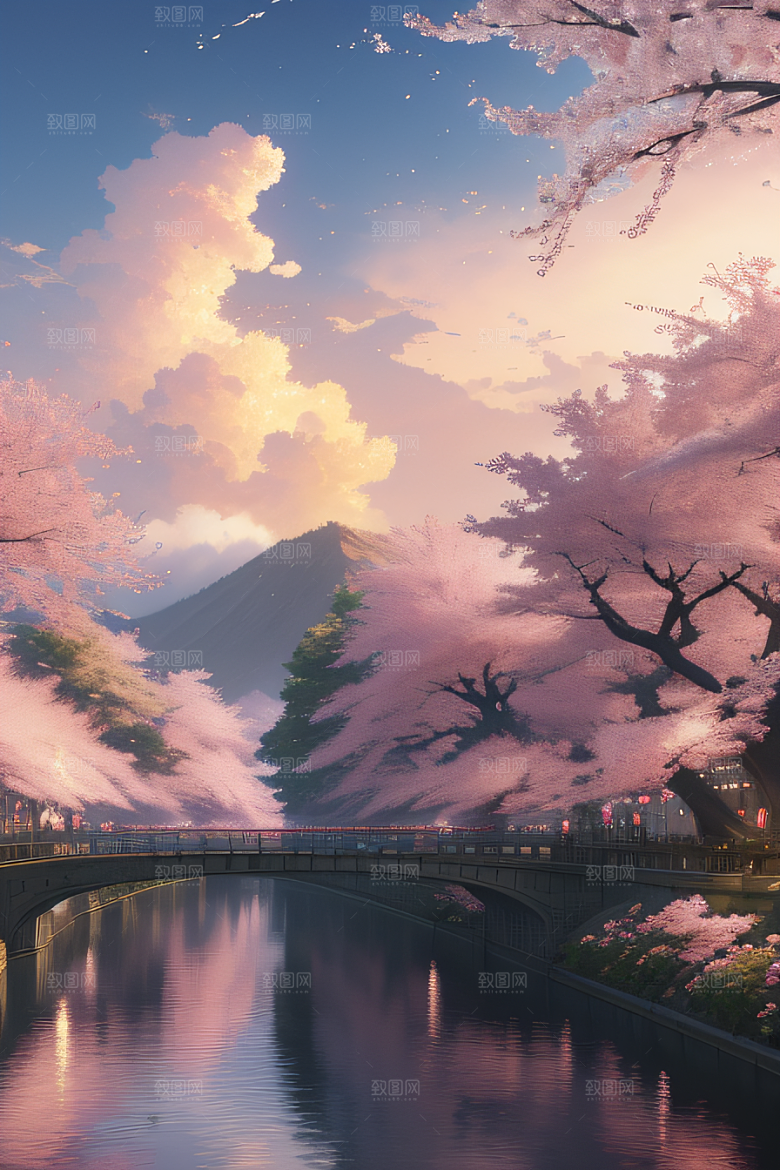 樱花绚烂云上宫殿