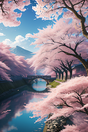 樱花绚烂云上宫殿
