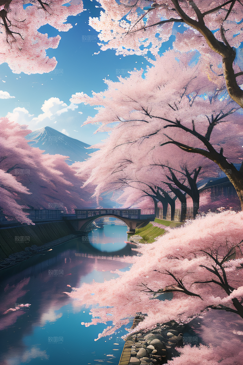 樱花绚烂云上宫殿