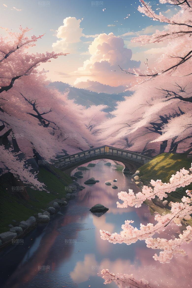 樱花绚烂云上宫殿