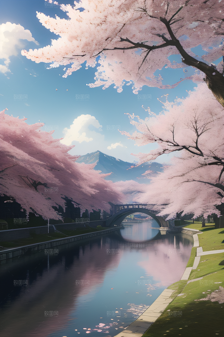 樱花绚烂云上宫殿