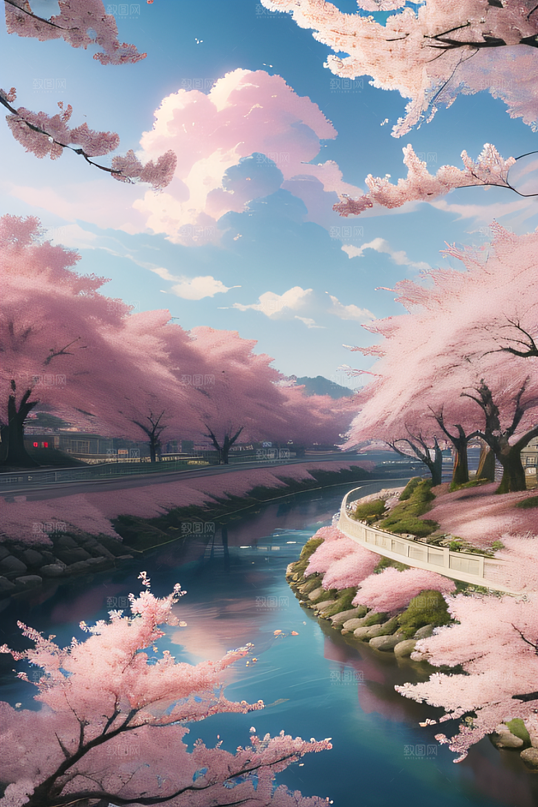 樱花绚烂云上宫殿