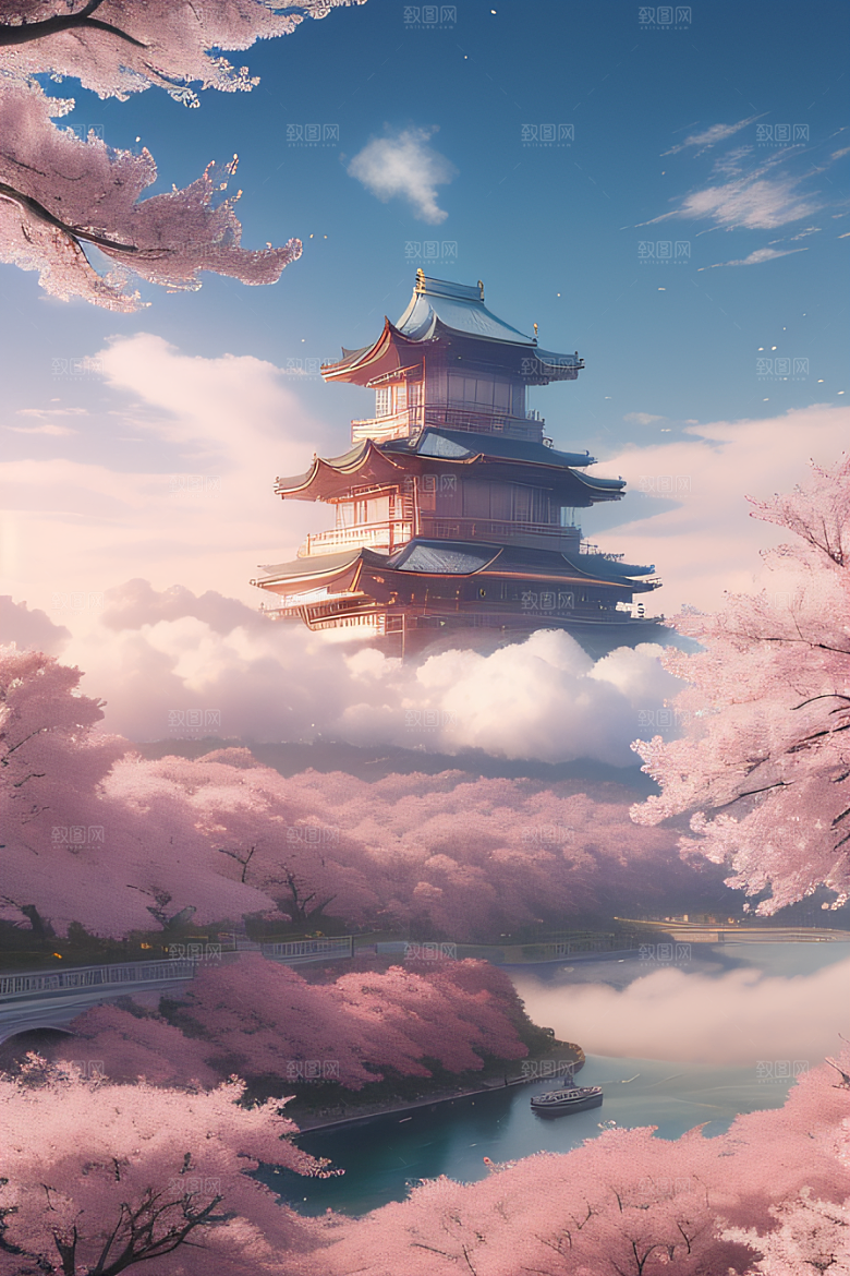 飘逸樱花云上皇宫