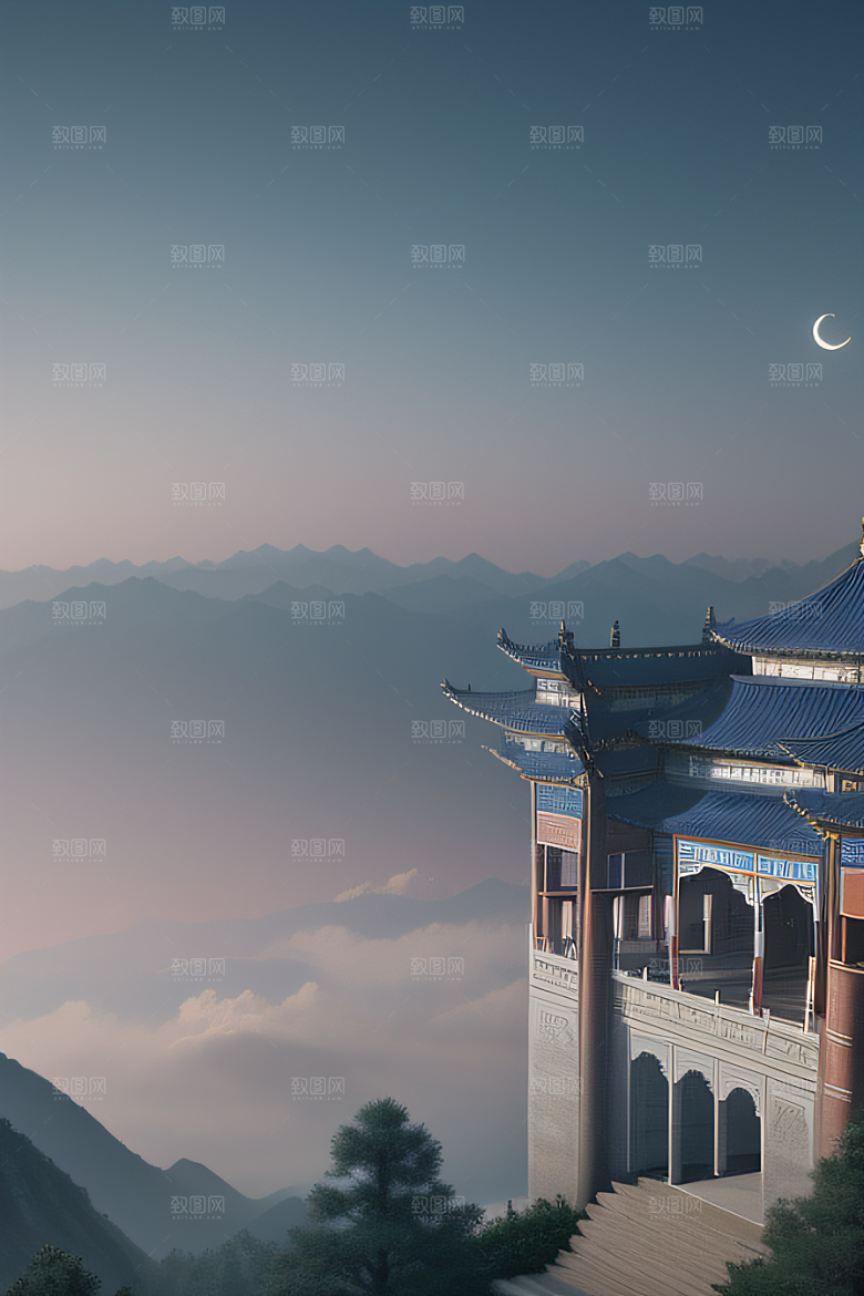 仙境般的数字艺术塔吉马哈尔的梦幻景观