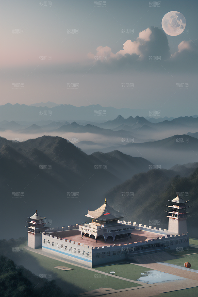 仙境般的数字艺术塔吉马哈尔的梦幻景观