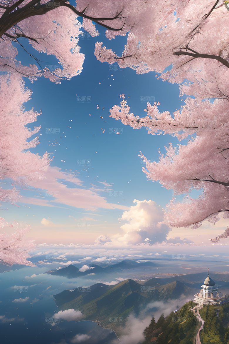 樱花盛开云上皇宫