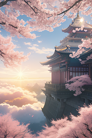 樱花盛开云上皇宫