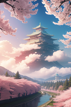 樱花盛开云上皇宫