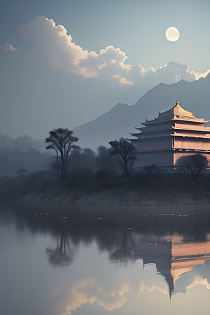 蓝白之境神秘飘渺的中国宫殿