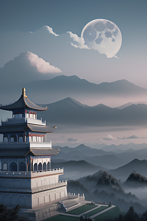 蓝白之境神秘飘渺的中国宫殿