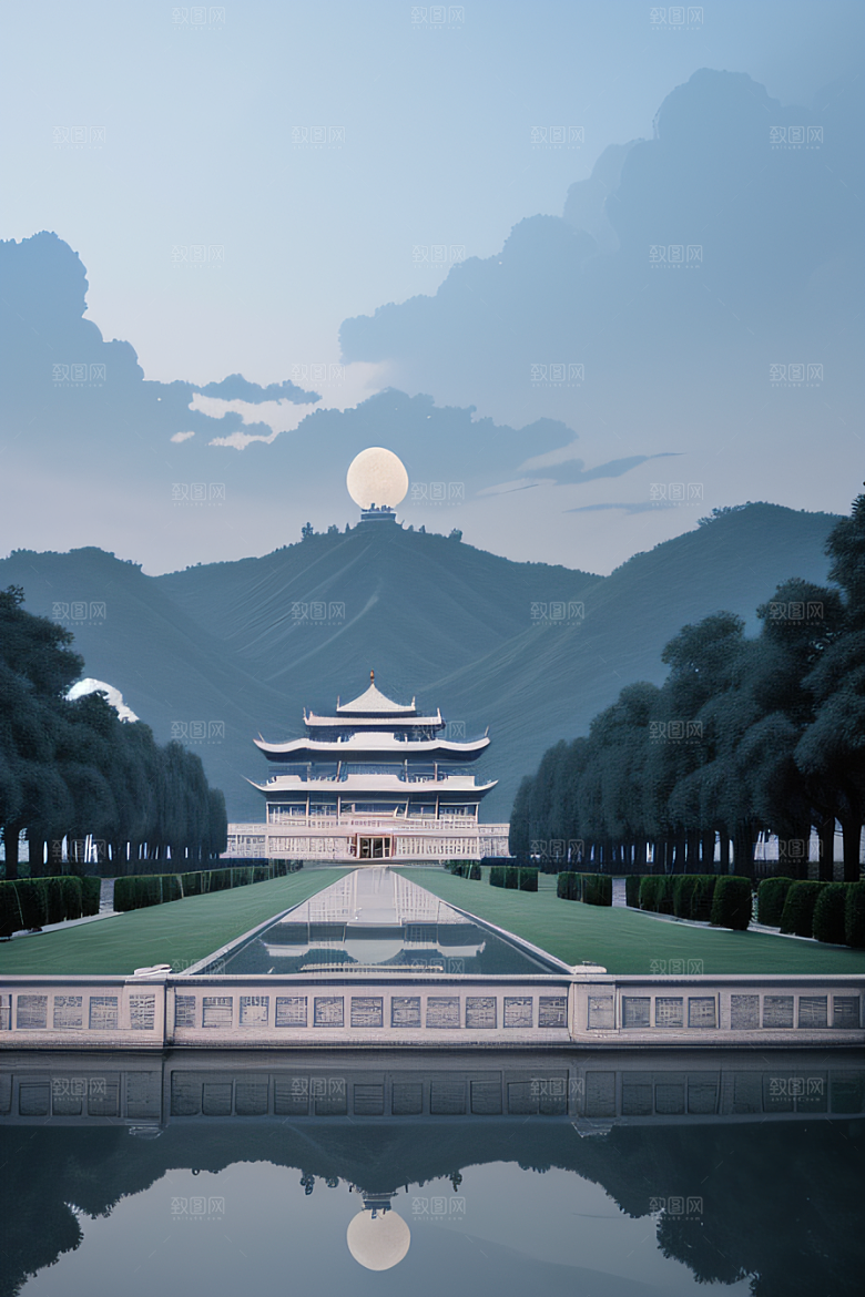 蓝白之境神秘飘渺的中国宫殿