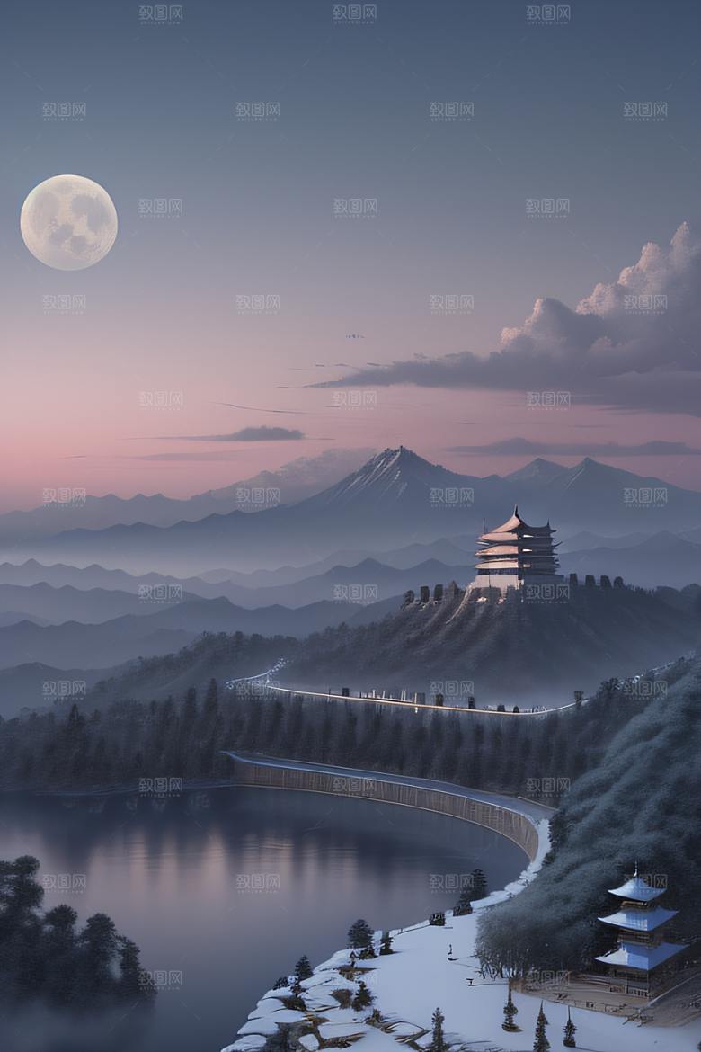 蓝白之境神秘飘渺的中国宫殿
