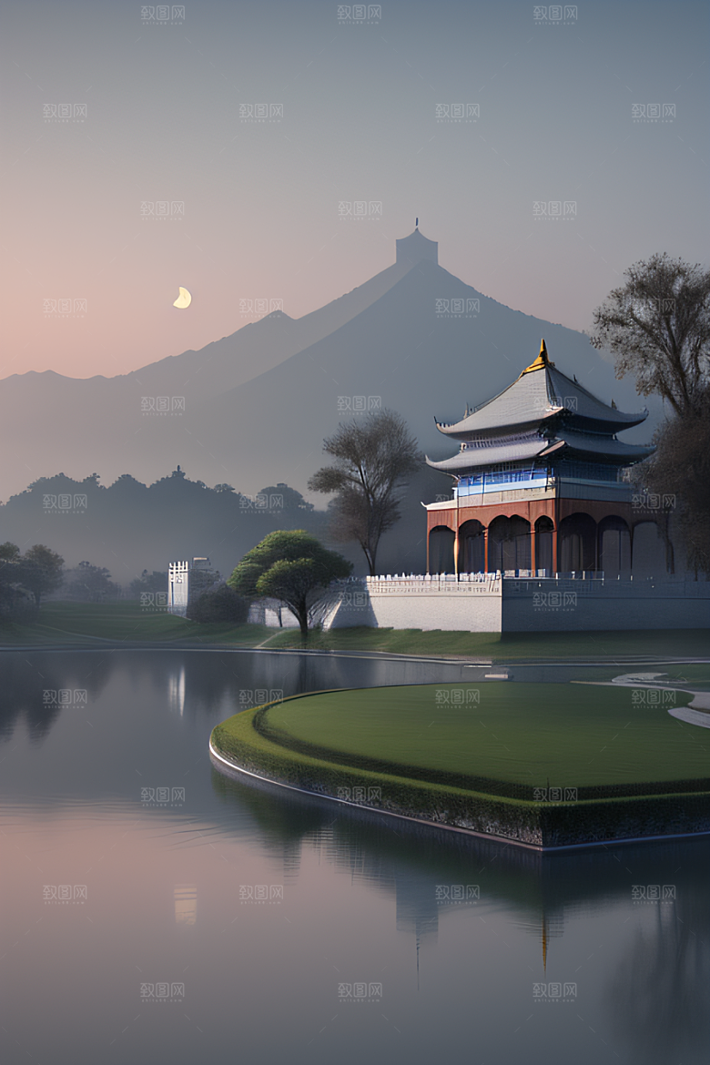 蓝白之境神秘飘渺的中国宫殿
