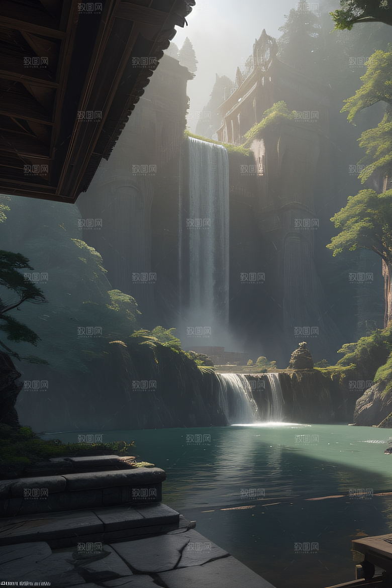 午间阳光下的超写实海洋场景