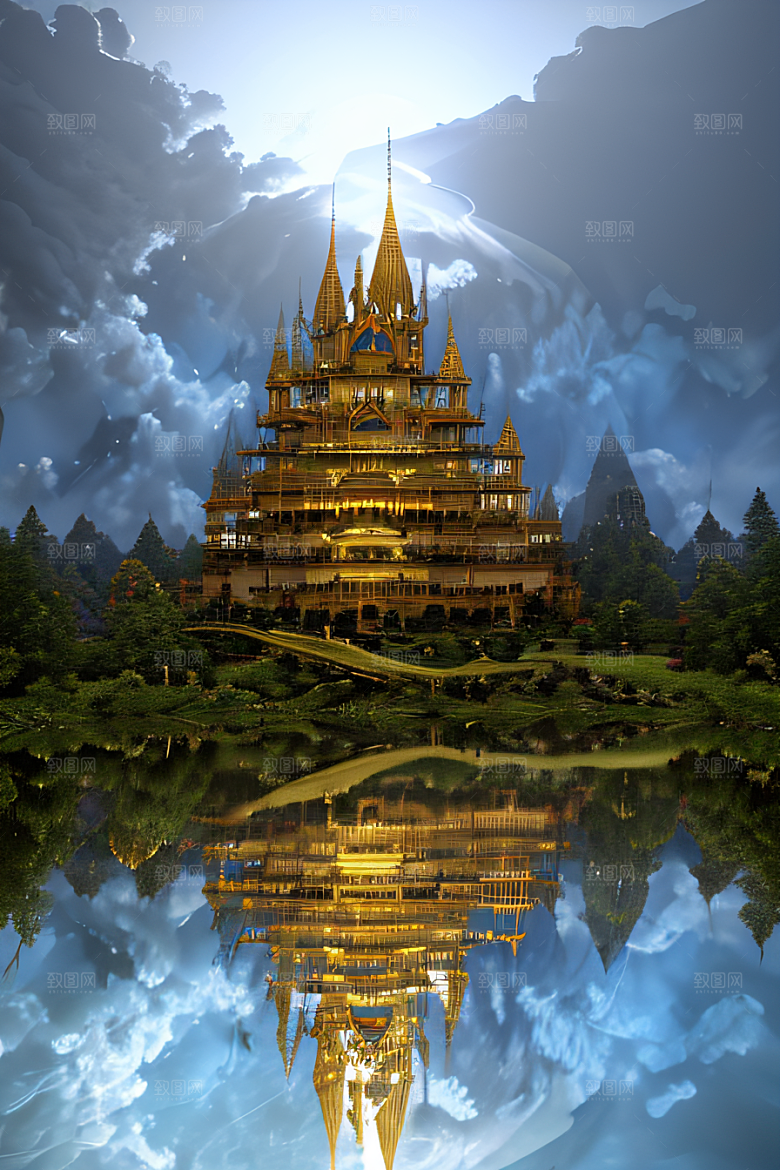 金殿之上魔法巫师与蛇的威严景观