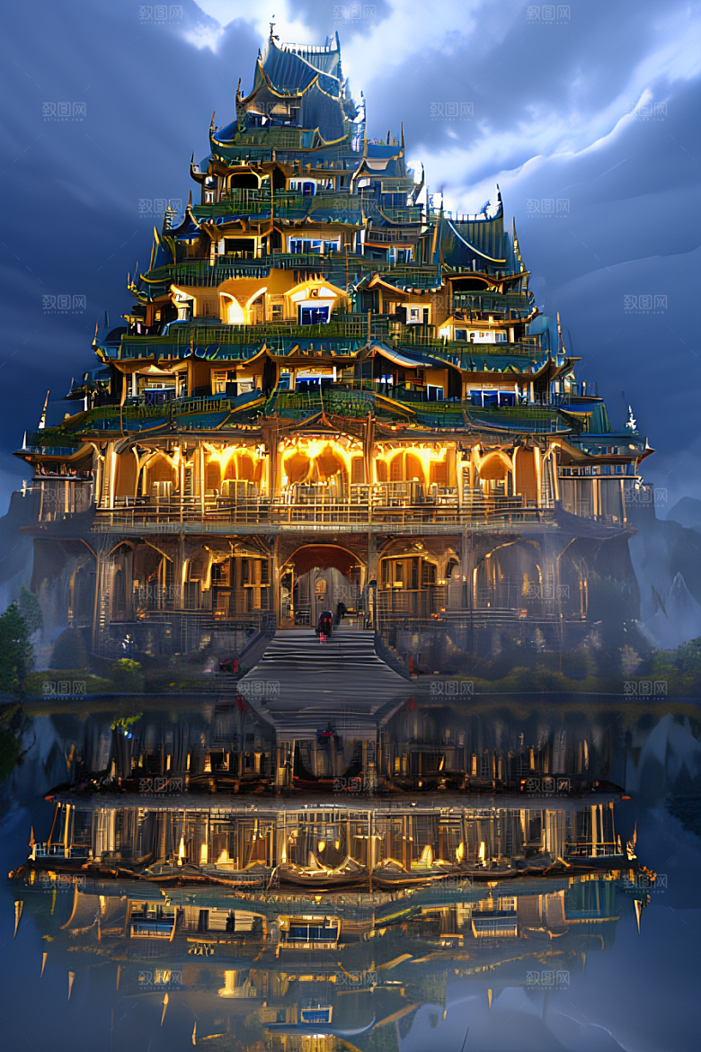 金殿之上魔法巫师与蛇的威严景观
