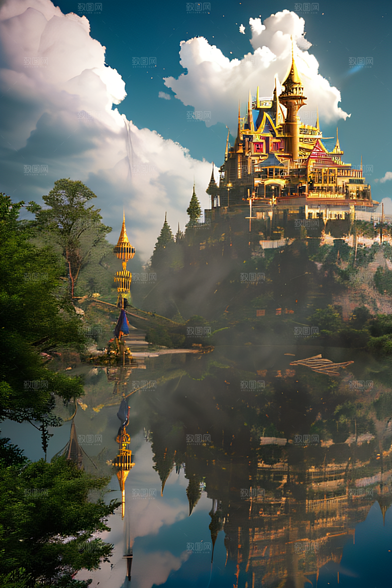金殿之上魔法巫师与蛇的威严景观