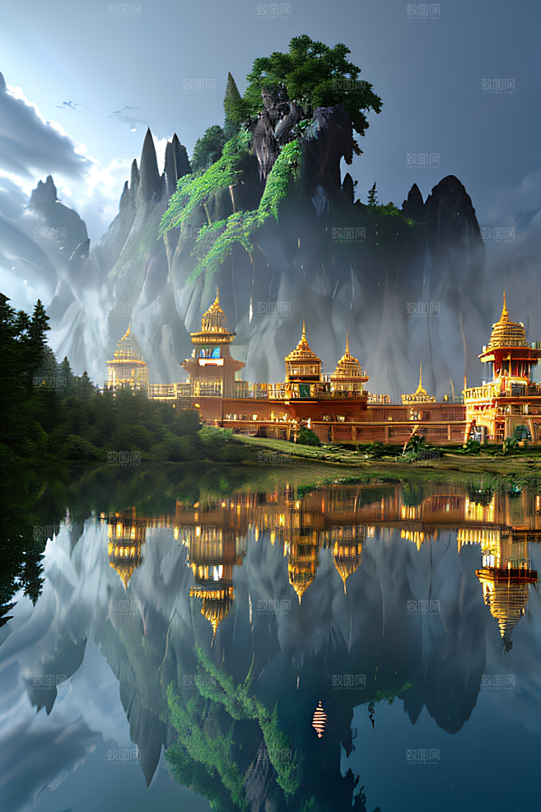 金殿之上魔法巫师与蛇的威严景观