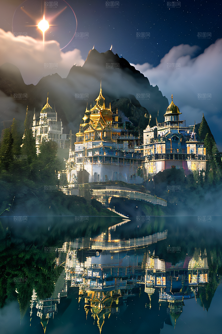 金殿之上魔法巫师与蛇的威严景观