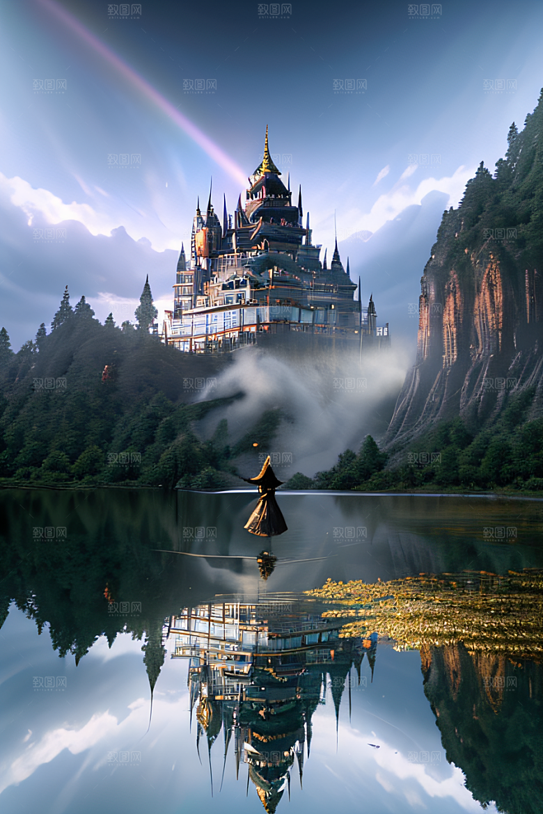 金殿之上魔法巫师与蛇的威严景观