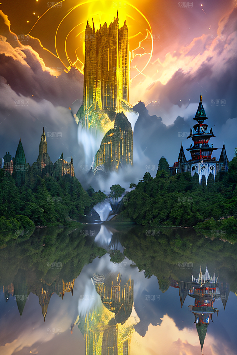 金殿之上魔法巫师与蛇的威严景观