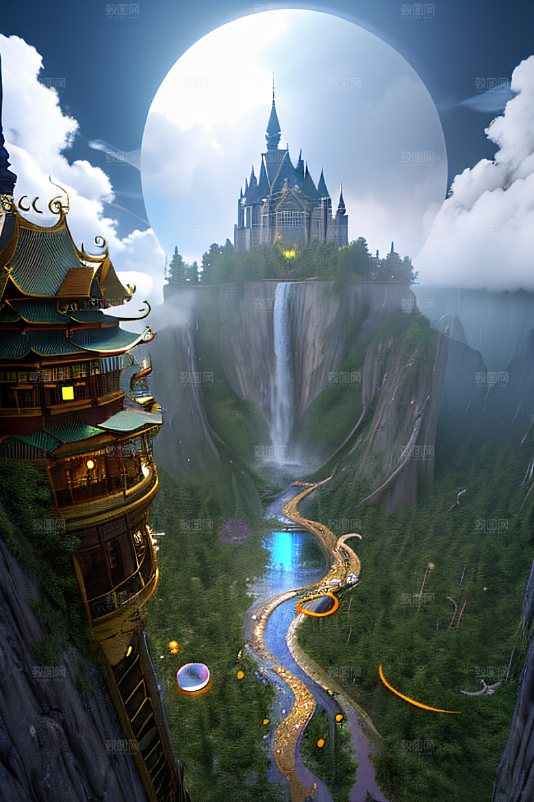 金殿之上魔法巫师与蛇的威严景观