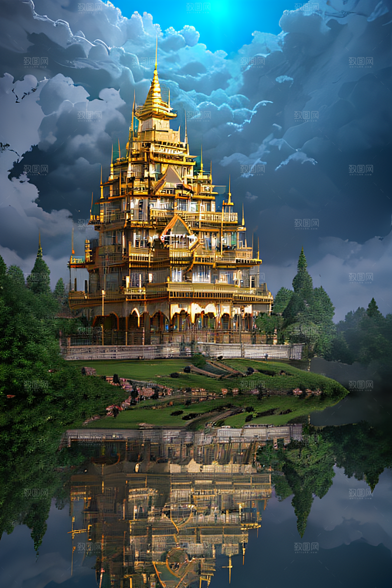 金殿之上魔法巫师与蛇的威严景观