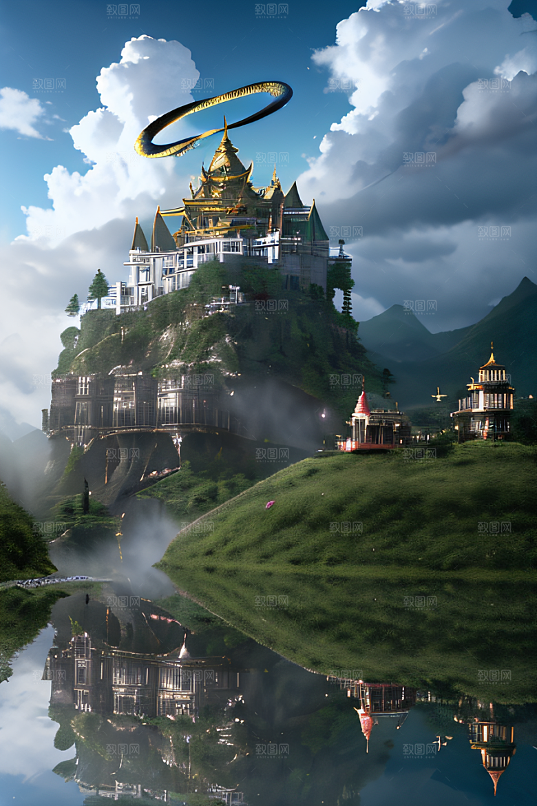 金殿之上魔法巫师与蛇的威严景观